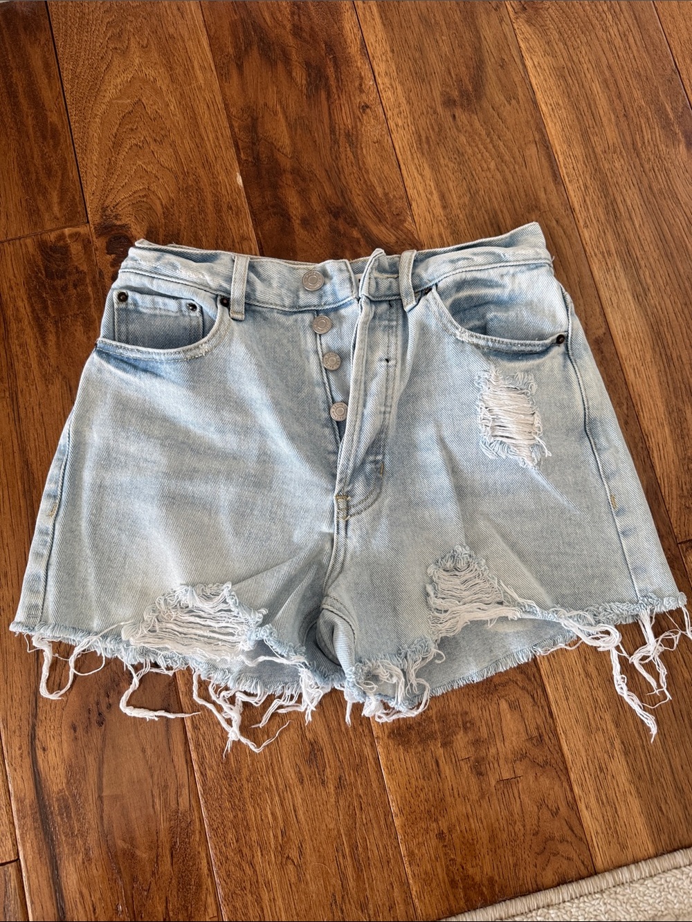 PacSun Light Wash Distressed High-Rise Denim Shorts